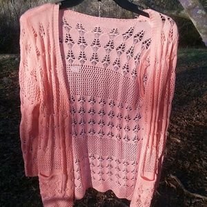 Salmon Pink Knit Cardigan